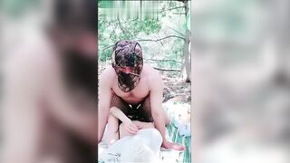农家少妇小母狗在户外山丘野战情趣开裆网袜